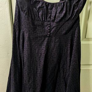 Unique Vintage Sheen Black Cotton Eyelet Sundress Crossback & Buttons Sz 18US